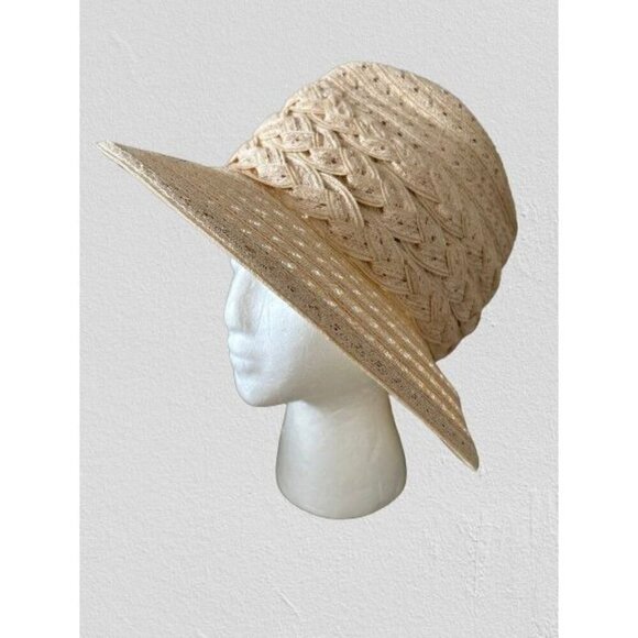 VINTAGE KOKIN NEW YORK Fedora HAT Woven Straw Natural Color main image 4